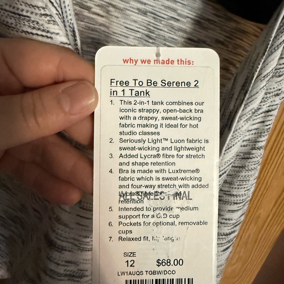 Lululemon Athletica Black and Gray Free to Be Serene 2 in 1 tank - Picture 2 of 4